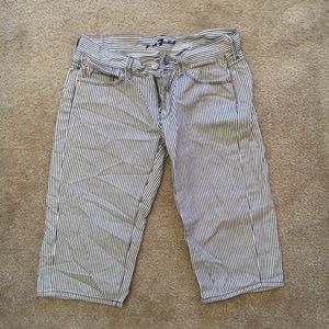 7 for All Mankind White/Black Striped Pants